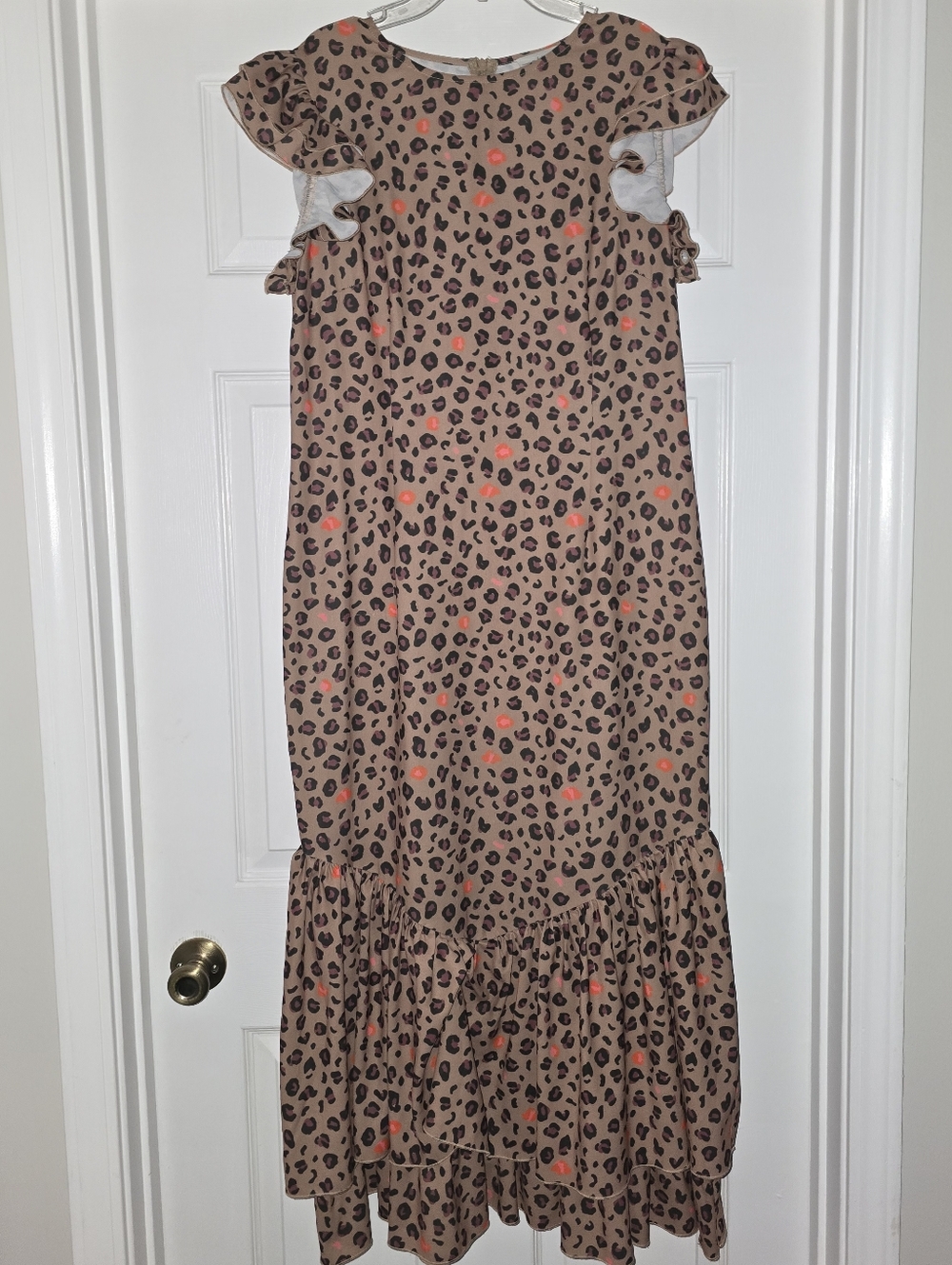 Never Fully Dressed Brown Leopard-Print Dress with Coral Spots